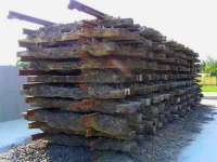 Monument made of railroad tracks in Belzec